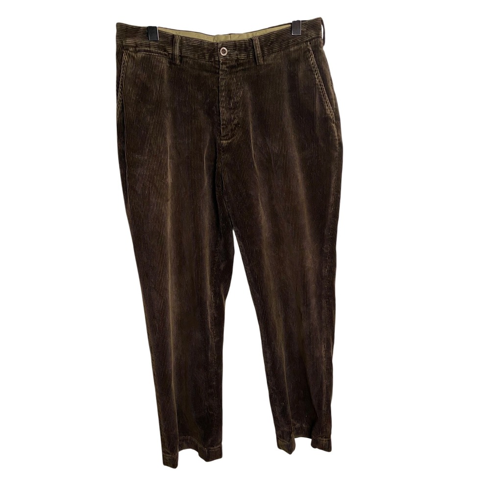 Polo Ralph Lauren Preston Pant Mens 34x30 Brown Corduroy Cotton Straight Trouser